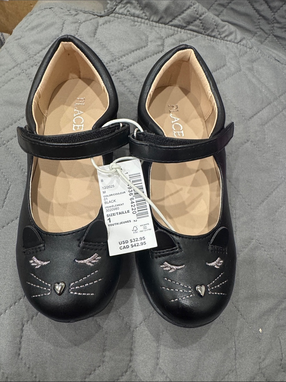 The Children's Place Black Cat Mary Jane Flats
